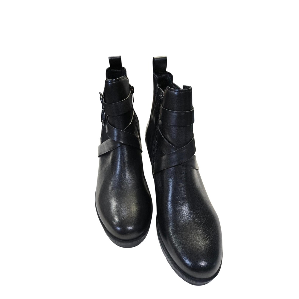 Josef Seibel Sienna 73 Black Leather Buckle Ankle Boots Women 41 US 10-10.5